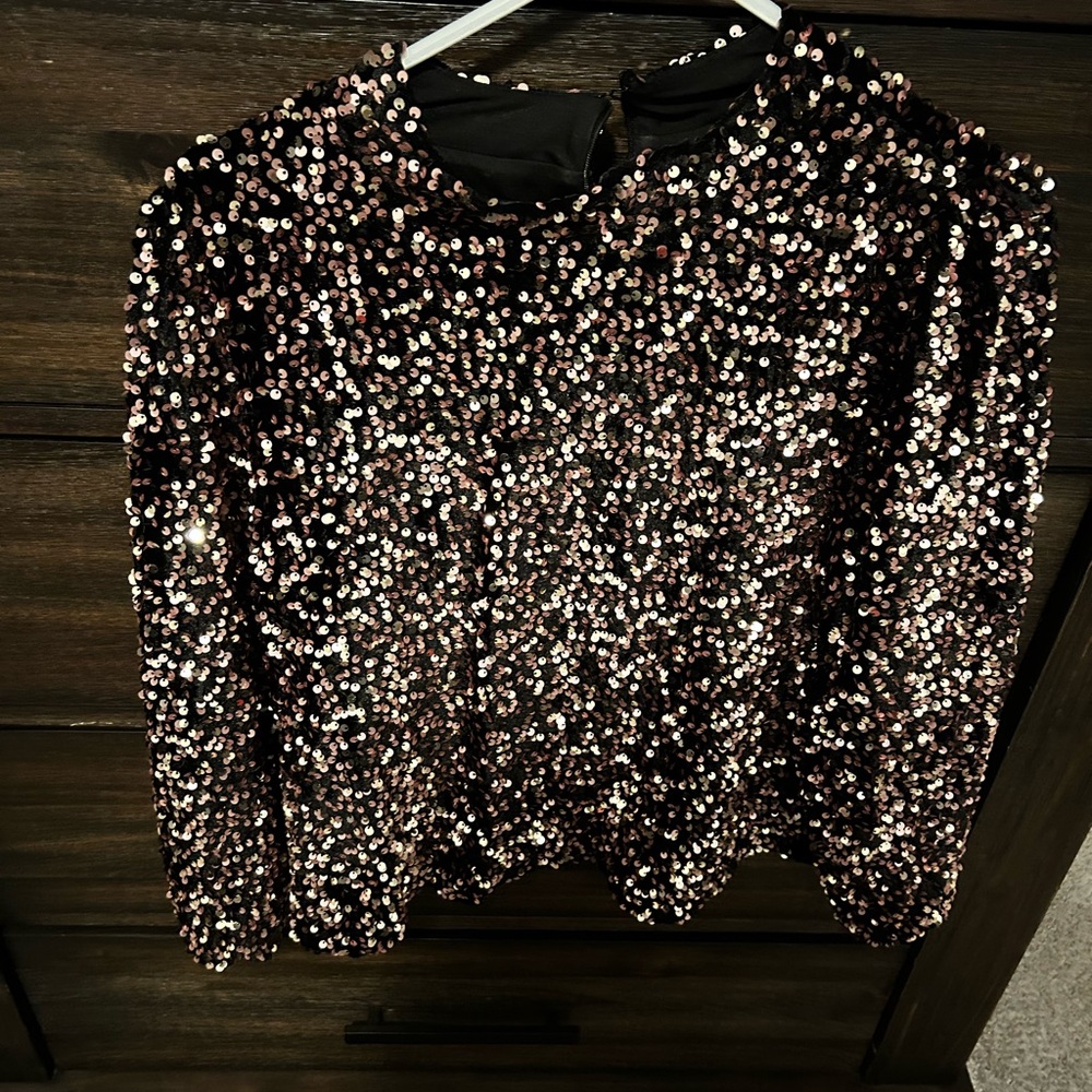 Sequin Dark Purple and Silver Women's Top